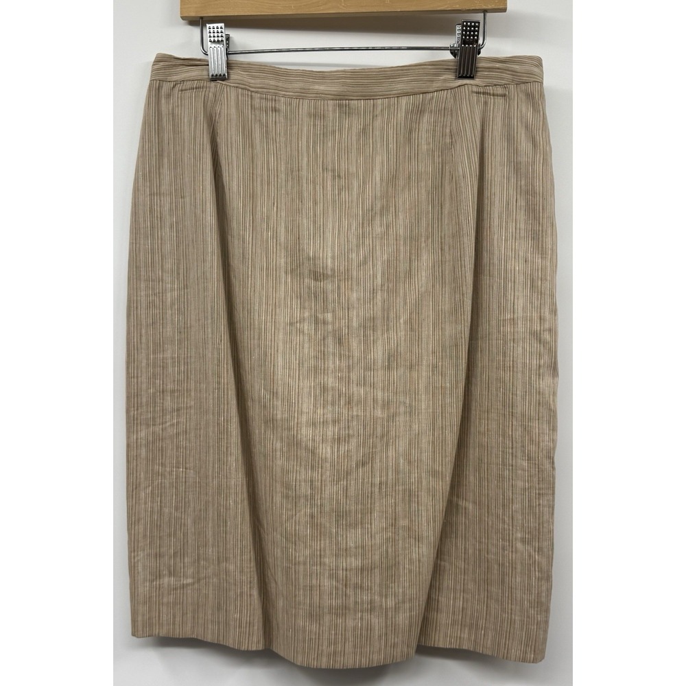 Vintage Neiman Marcus Linen Silk Pinstriped Straight Skirt SZ 8 Office Church